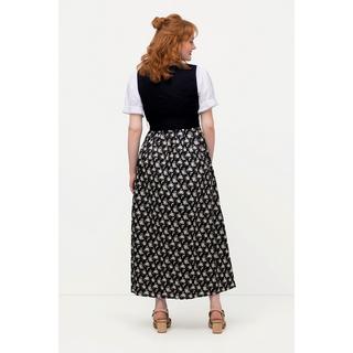 Ulla Popken  Dirndl, Blüten, Bindeband, Carree-Ausschnitt, ärmellos 