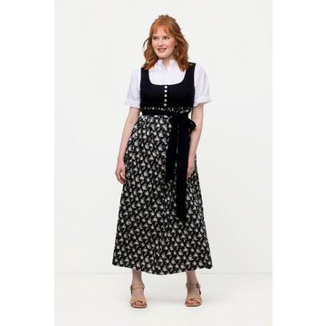 Dirndl, Blüten, Bindeband, Carree-Ausschnitt, ärmellos