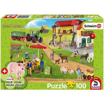 Puzzle Bauernhof und Hofladen inkl. Schleich-Figur (100Teile)