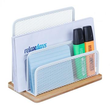 Porta lettere in metallo e bambù