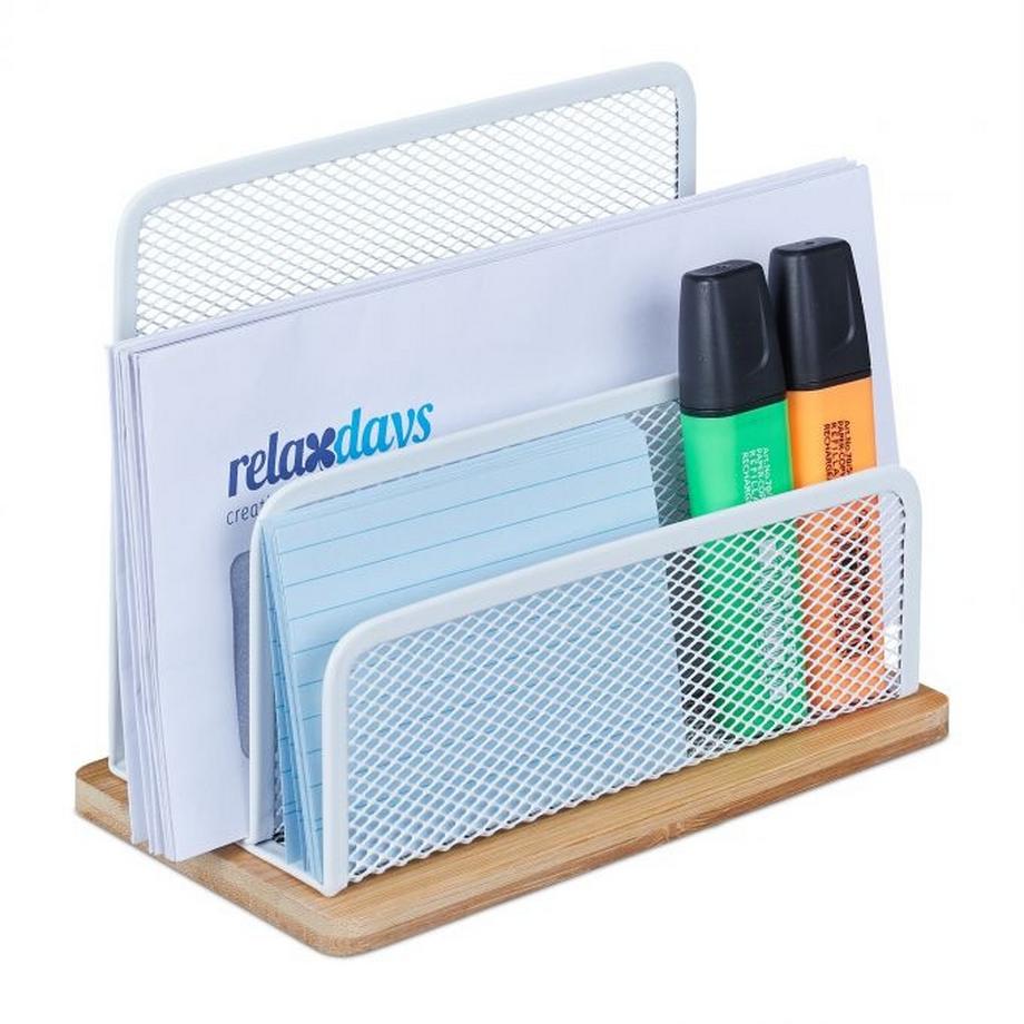 Porta lettere in metallo e bambù