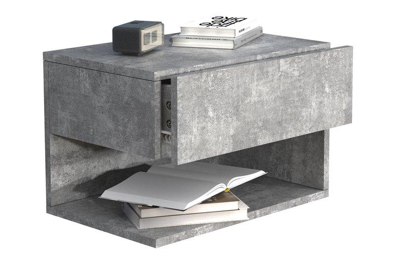 VCM Tiroir mural en bois Table de chevet murale Tiroir Console Table de chevet Usal XL 45 cm  