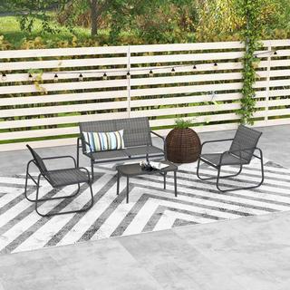 Northio Set mobili da giardino 4 pezzi. Set da giardino con 1 divano a due posti, 2 sedie, 1 tavolino, set di mobili da balcone in rete nera per patio e giardino  