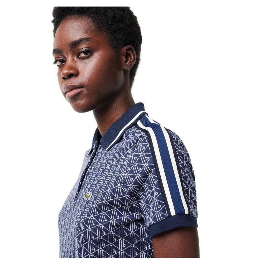LACOSTE  Maglietta Polo Aderente Jacquard Maniche Corte 