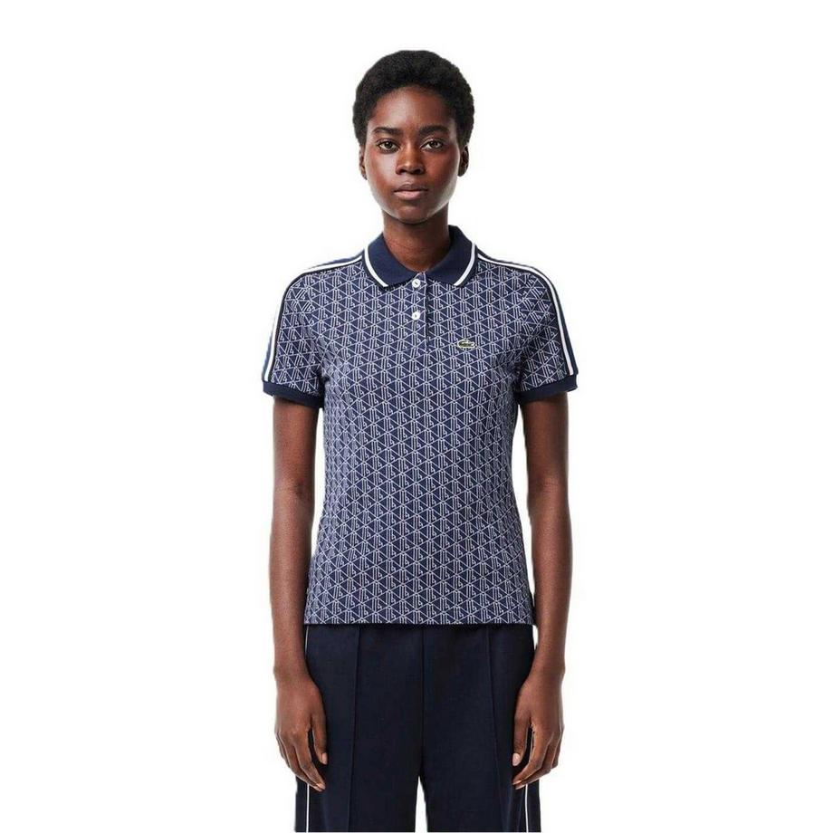 LACOSTE  Maglietta Polo Aderente Jacquard Maniche Corte 