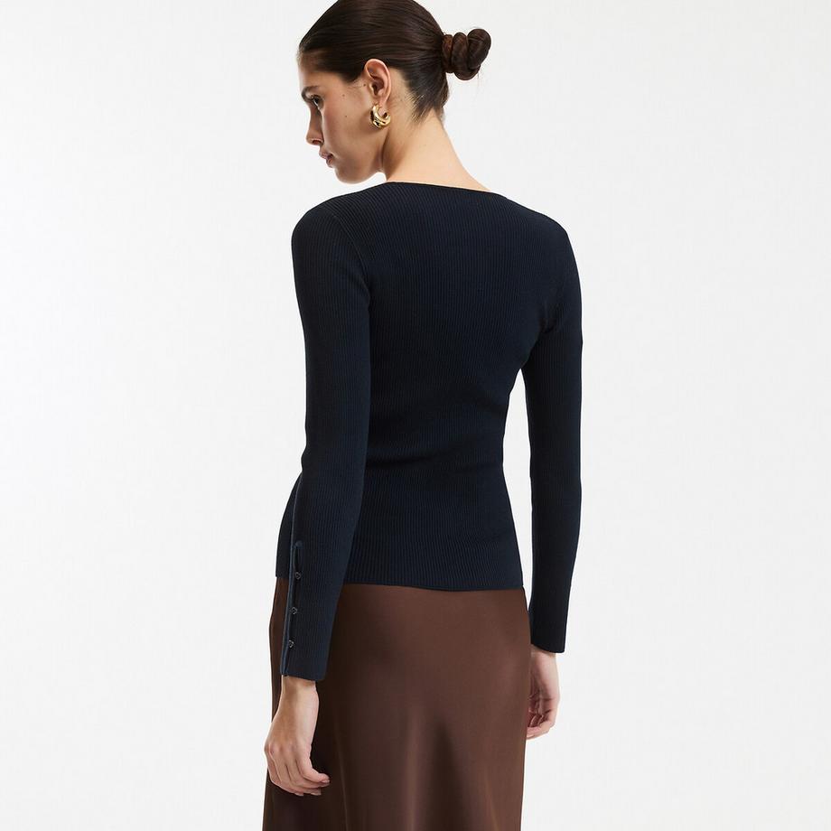 La Redoute Collections Pullover Maglia a Costine Fine Girocollo Maniche Lunghe  