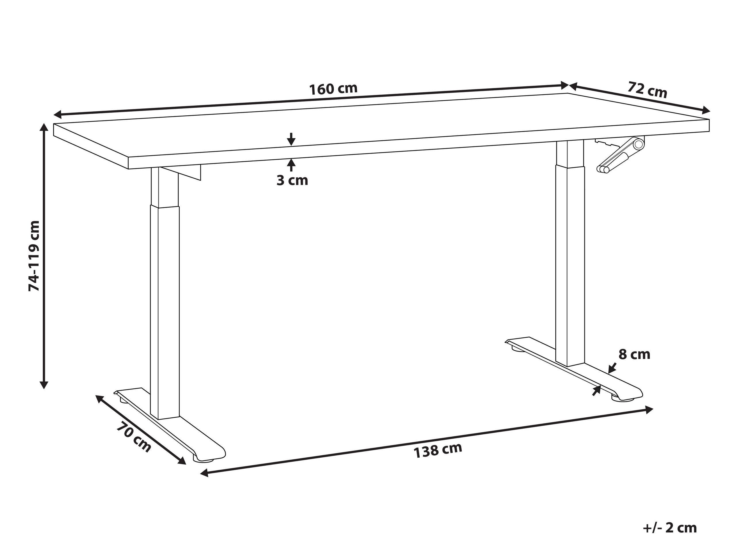 Beliani Verstellbarer Schreibtisch aus Faserplatte Modern DESTINES  