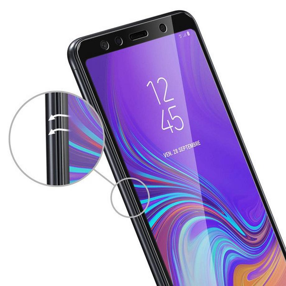 Avizar  Verre trempé contour Noir Galaxy A7 2018 