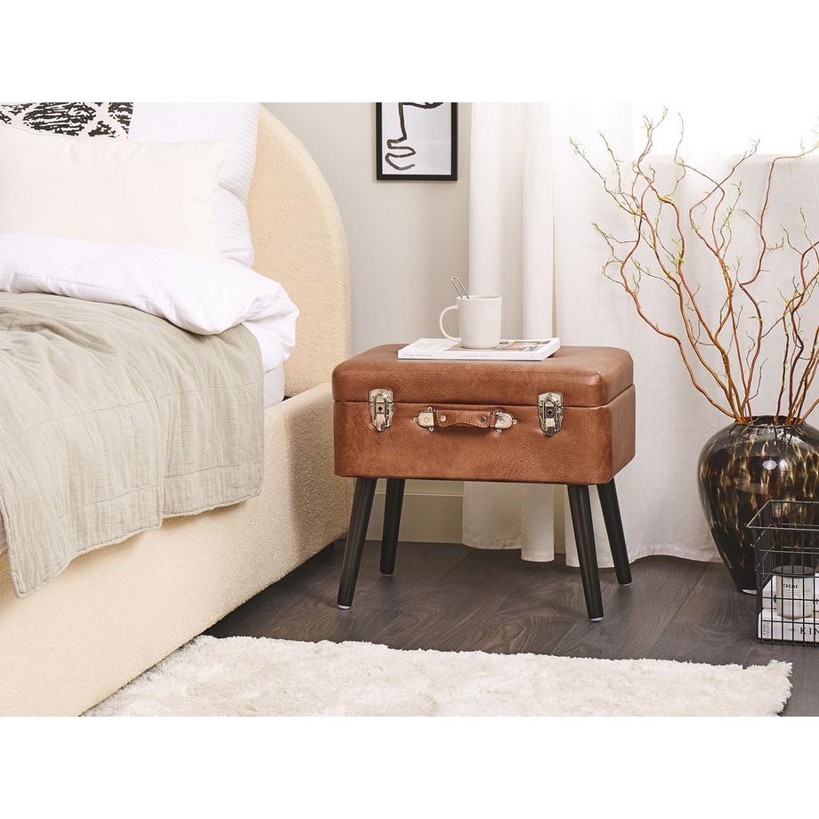 Beliani Tabouret de rangement en Cuir PU Rétro MALLARD  