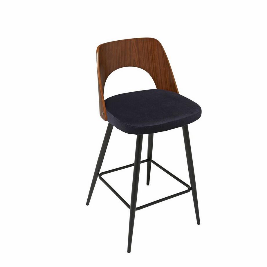 Calicosy Chaise de comptoir en velours bleu - AUSTIN  