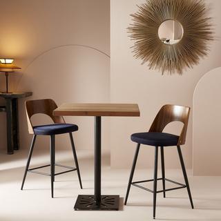 Calicosy Chaise de comptoir en velours bleu - AUSTIN  