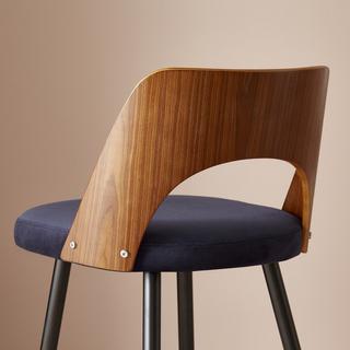 Calicosy Chaise de comptoir en velours bleu - AUSTIN  