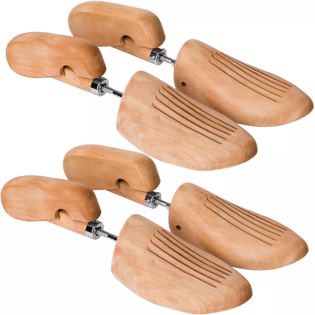 tectake Shoe Stretcher 2 Pairs Wood - 44-45 in Brown