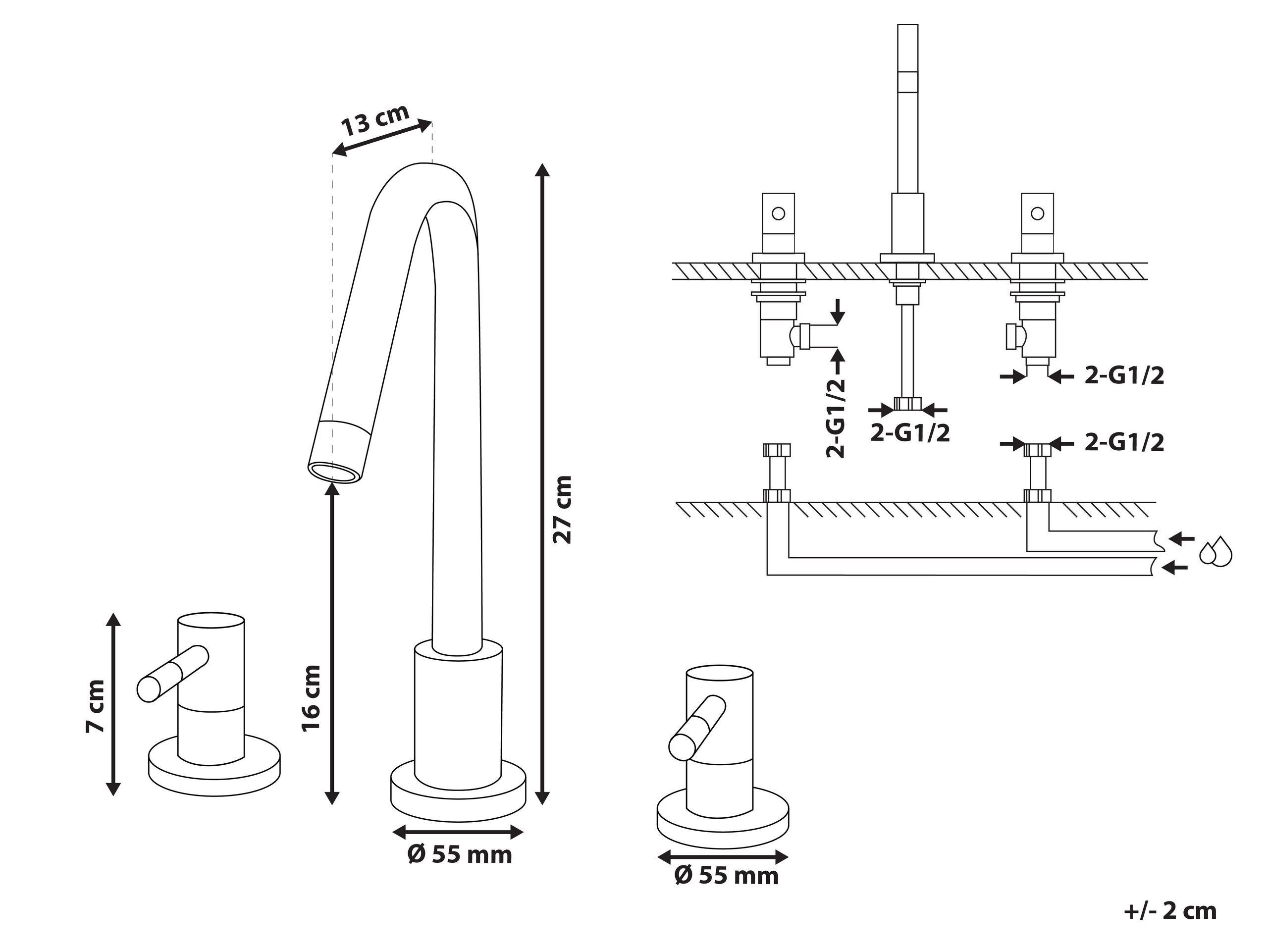 Beliani Rubinetteria per lavabo en Ottone Moderno KALAMBO  