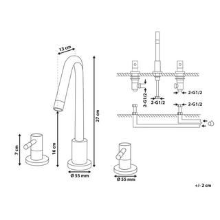 Beliani Rubinetteria per lavabo en Ottone Moderno KALAMBO  