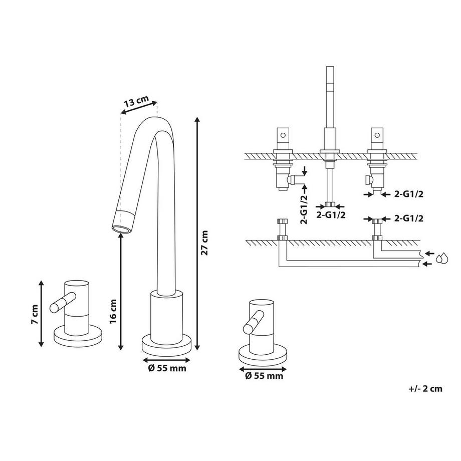 Beliani Robinet de lavabo en Laiton Moderne KALAMBO  