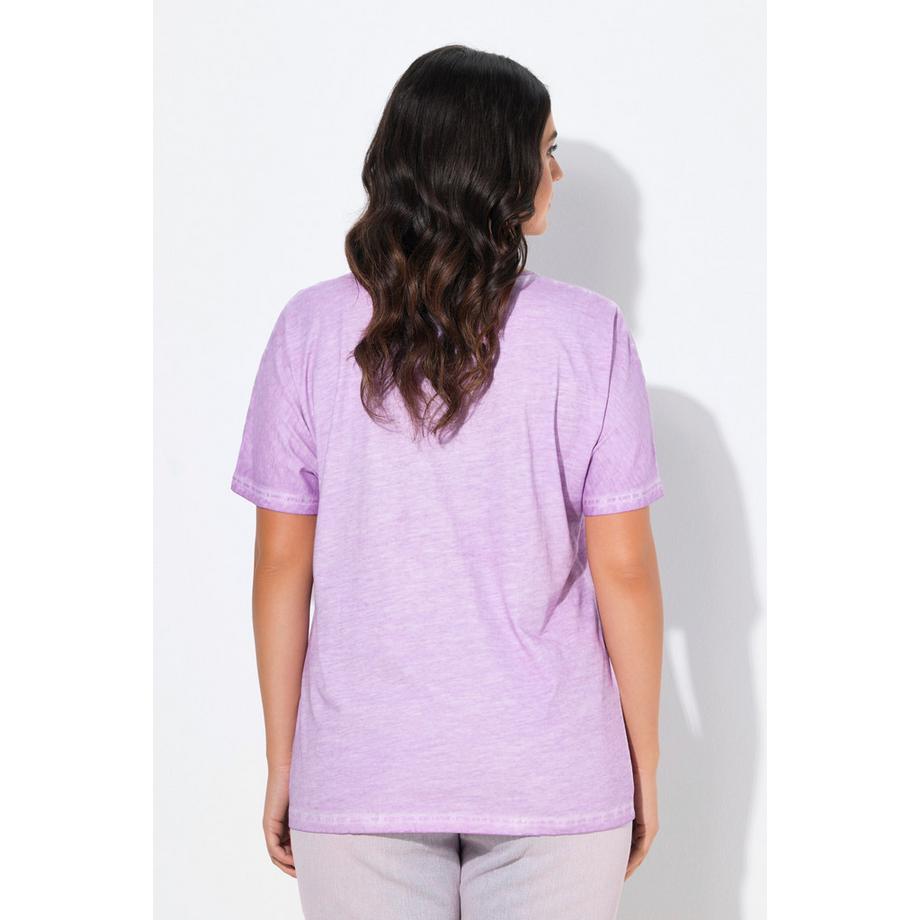 Ulla Popken T-shirt Oversize Girocollo Mezza Manica con Motivo Scritta  