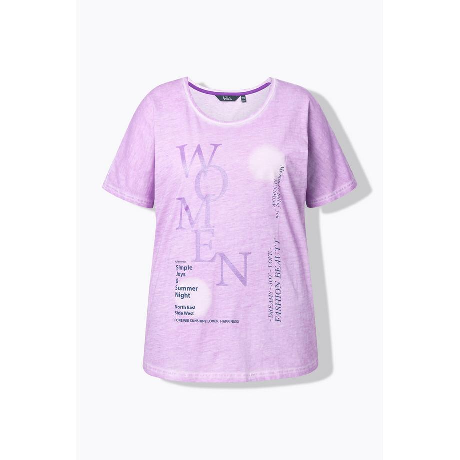 Ulla Popken T-shirt Oversize Girocollo Mezza Manica con Motivo Scritta  