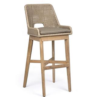 mutoni Tabouret de bar de jardin Hesperia avec coussins taupe  