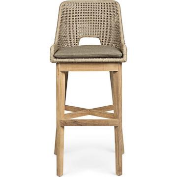 Tabouret de bar de jardin Hesperia avec coussins taupe