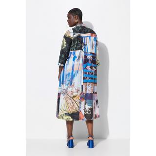 Ulla Popken Abito midi Lyocell Linea ad A Collo alto Maniche 3/4  