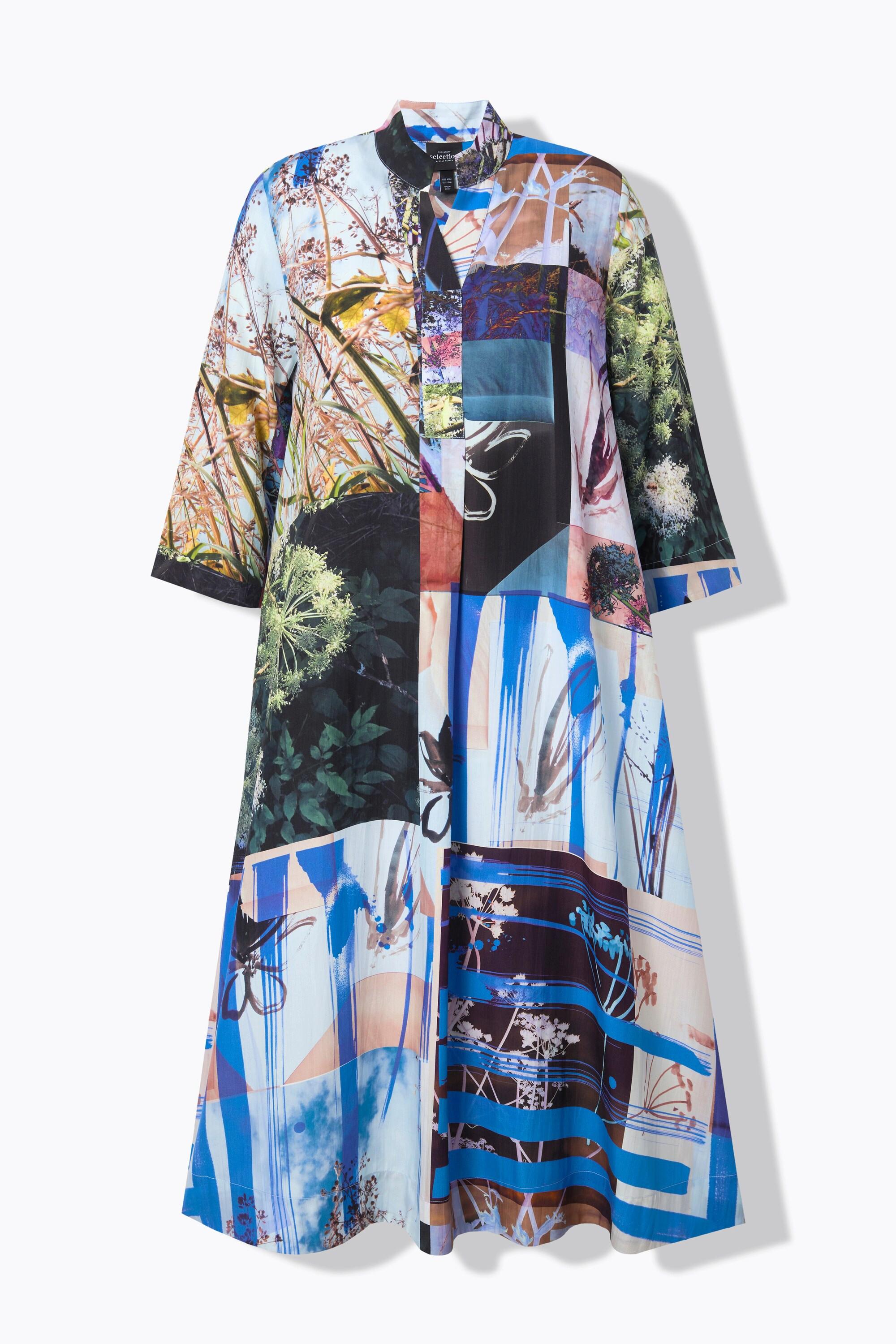 Ulla Popken Abito midi Lyocell Linea ad A Collo alto Maniche 3/4  