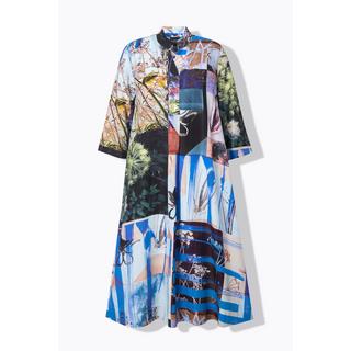 Ulla Popken Abito midi Lyocell Linea ad A Collo alto Maniche 3/4  