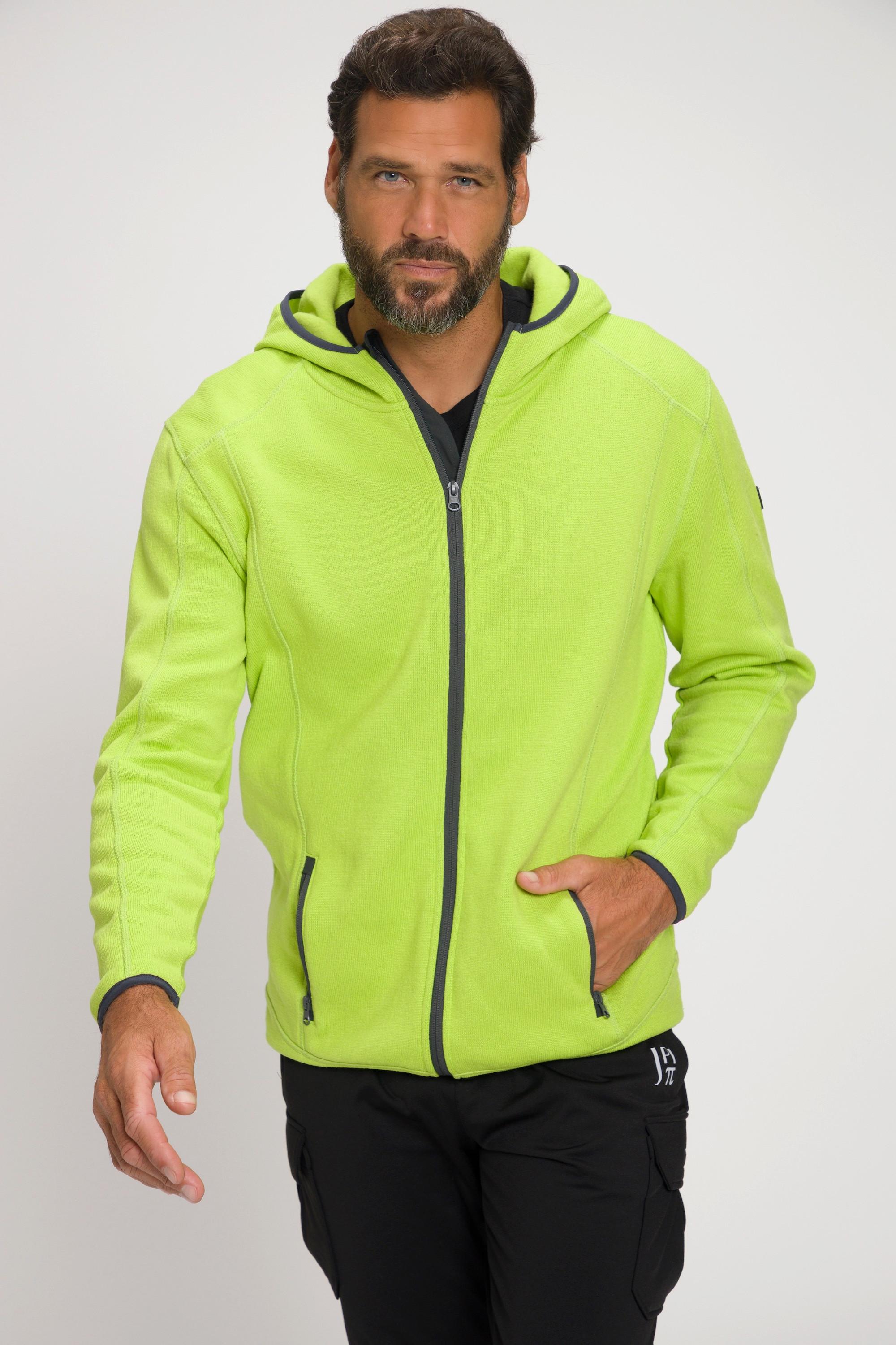 JP1880 Giacca in pile lavorato a maglia con cappuccio e cerniera  