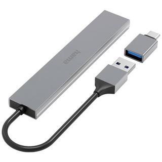 hama  USB-Hub, 4 Ports, USB 3.2 Gen1, 5 Gbit s, Ultra Slim, inkl. USB-C-Adapter 