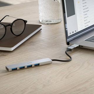 hama  USB-Hub, 4 Ports, USB 3.2 Gen1, 5 Gbit s, Ultra Slim, inkl. USB-C-Adapter 