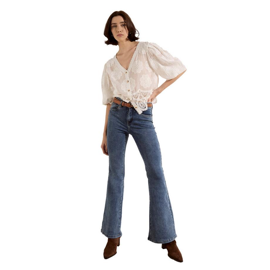 Jean évasé Lulu bordeaux