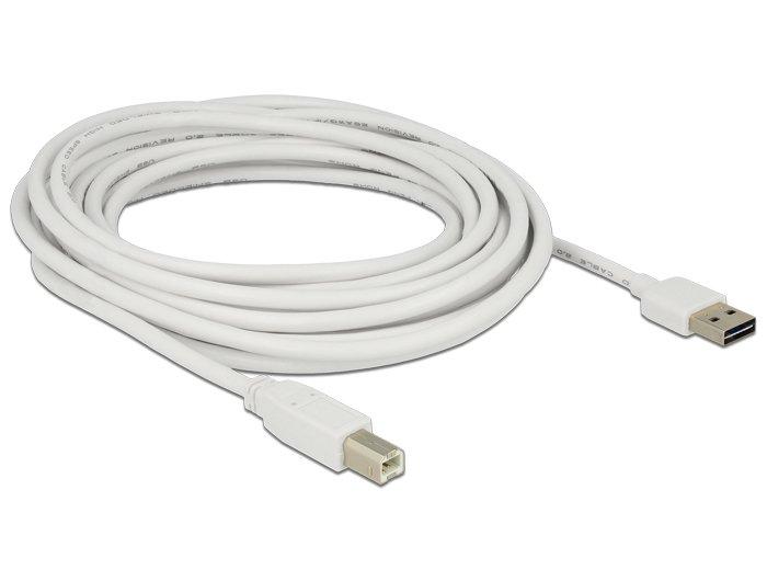 DeLock  5m, USB2.0-A/USB2.0-B USB Kabel USB A USB B Weiß 