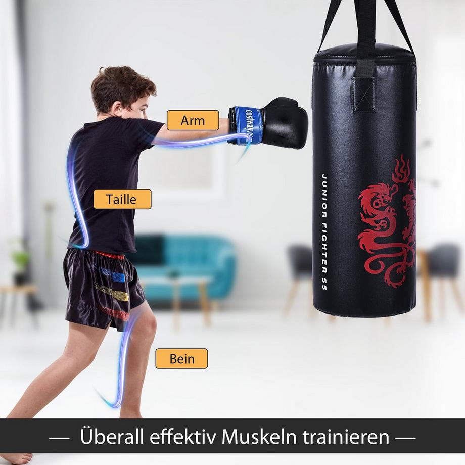 B2X  10KG Boxsack-Set mit 8oz Boxhandschuhen Kinder Punchingsack Punching Bag Boxing Bag 