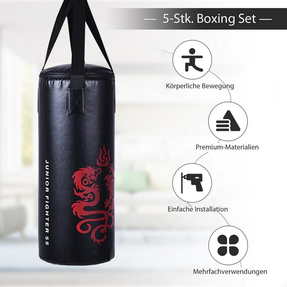 B2X  10KG Boxsack-Set mit 8oz Boxhandschuhen Kinder Punchingsack Punching Bag Boxing Bag 