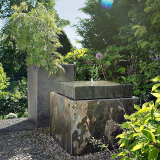 Climaqua Gartenbrunnen Eckig aus Naturschiefer mit Licht VIDA 60 Outdoorbrunnen  