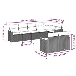 VidaXL Ensemble de canapés de jardin rotin synthétique  