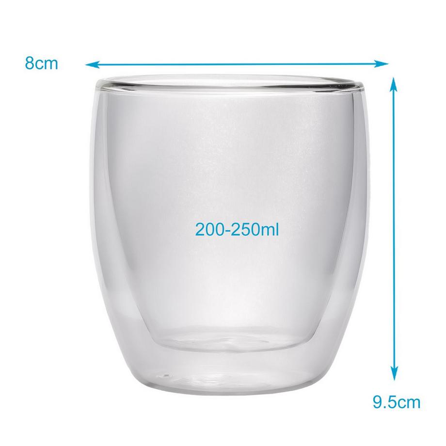 Intirilife 2x Vetro a doppia parete senza manico 200-250ml  