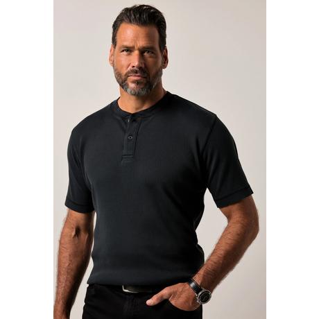 JP1880 FLEXNAMIC Halbarm Rippjersey Henley Vintage Look  