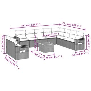 VidaXL Ensemble de canapés de jardin rotin synthétique  