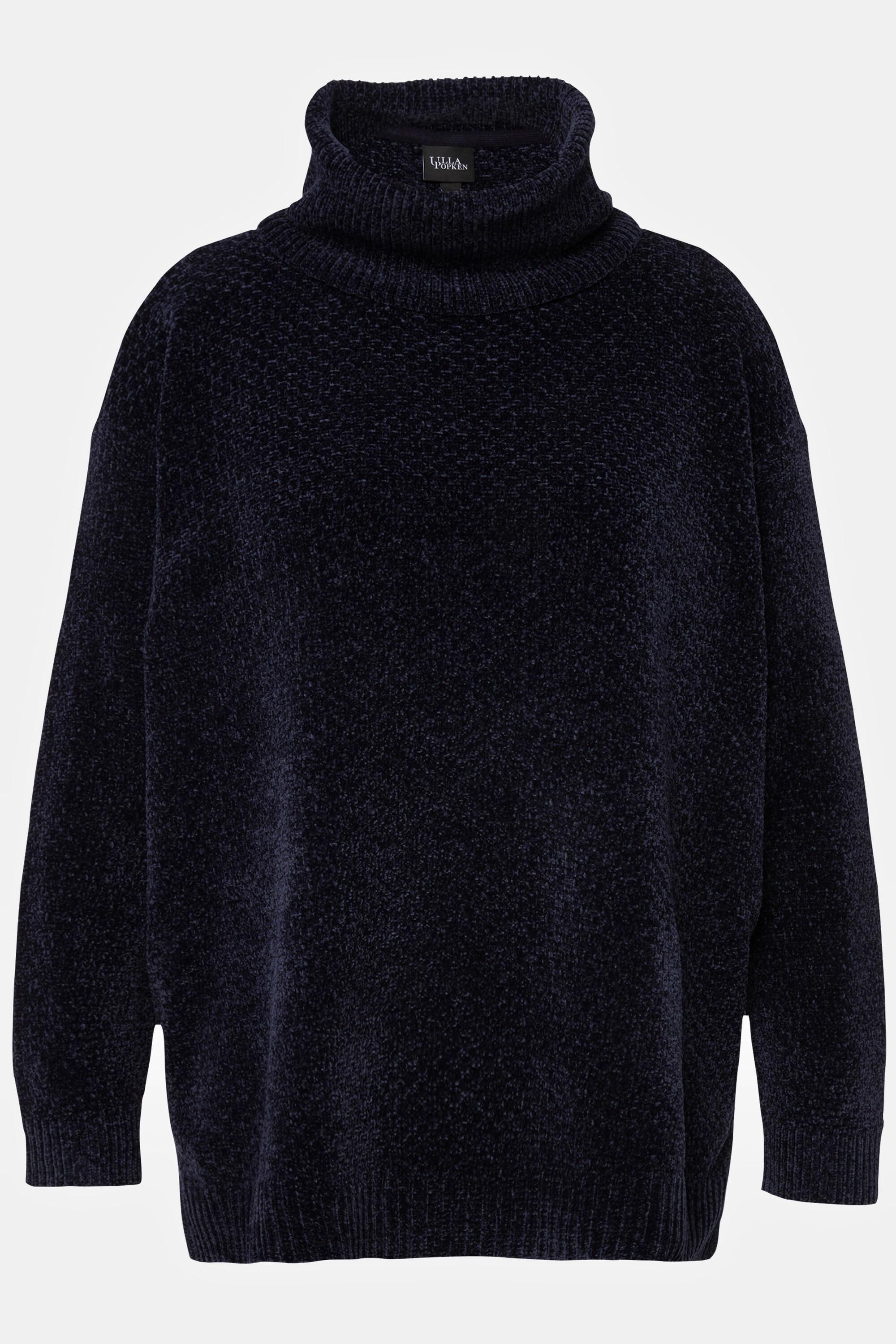 Ulla Popken  Pullover di ciniglia dal taglio oversize con collo alto e maniche lunghe 