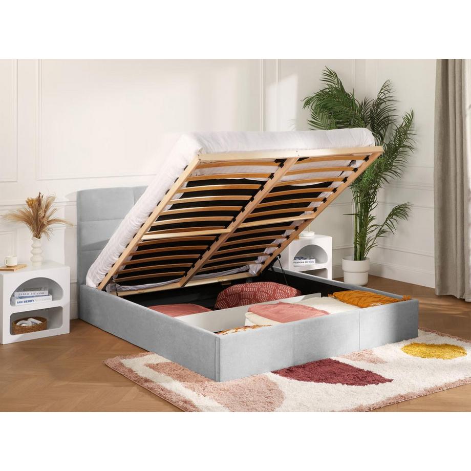 PASCAL MORABITO Lit coffre 180 x 200 cm - Tissu - Gris + Matelas - ELIAVA de Pascal Morabito  