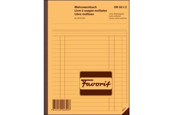 Favorit FAVORIT Mehrzweckbuch D/F/I A5 8113OK blau/weiss 50x2 Blatt  