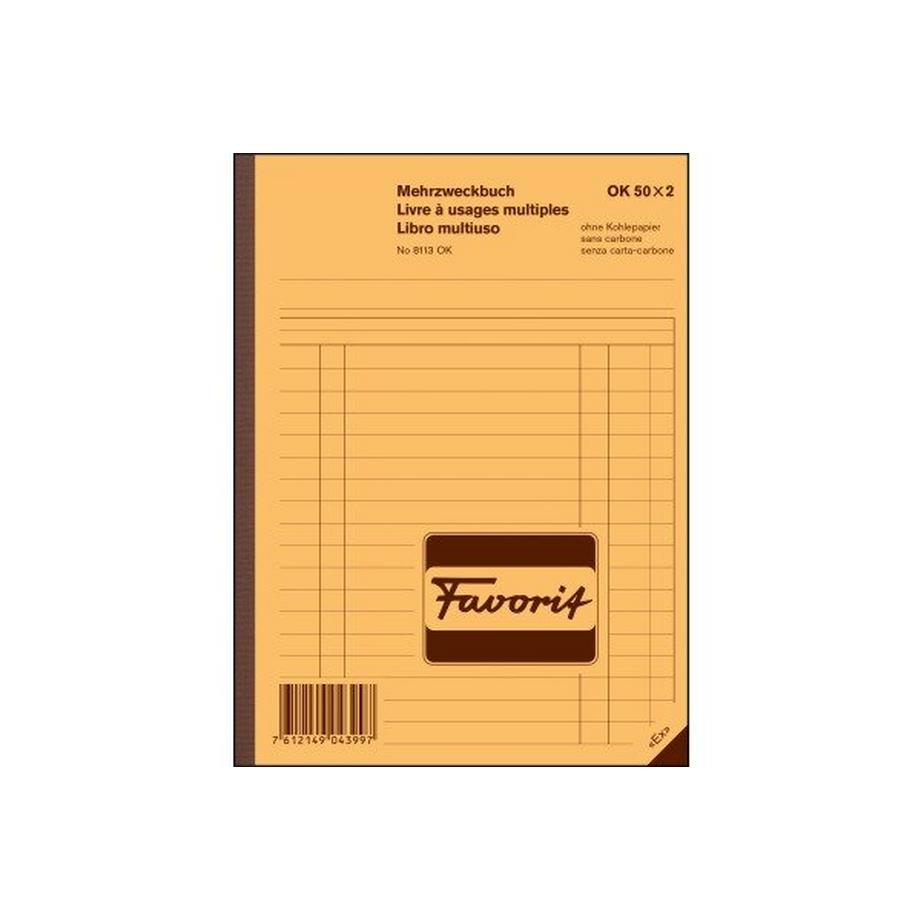 FAVORIT Mehrzweckbuch D/F/I A5 8113OK blau/weiss 50x2 Blatt