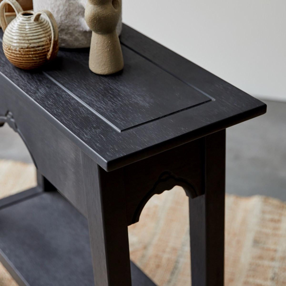 Tikamoon Console en pin massif Thaki Black  