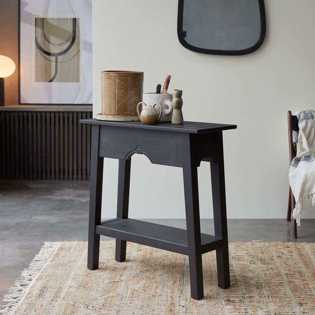 Tikamoon Console en pin massif Thaki Black  