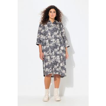 Abito chemisier dal taglio svasato con tasche, colletto da camicia e maniche a 3/4