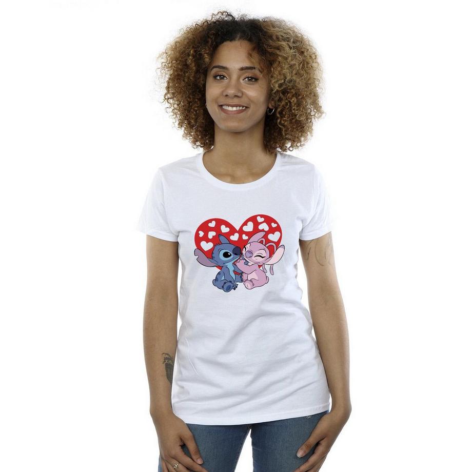 Disney Stitch e Angel Cuore Stampa T-Shirt  