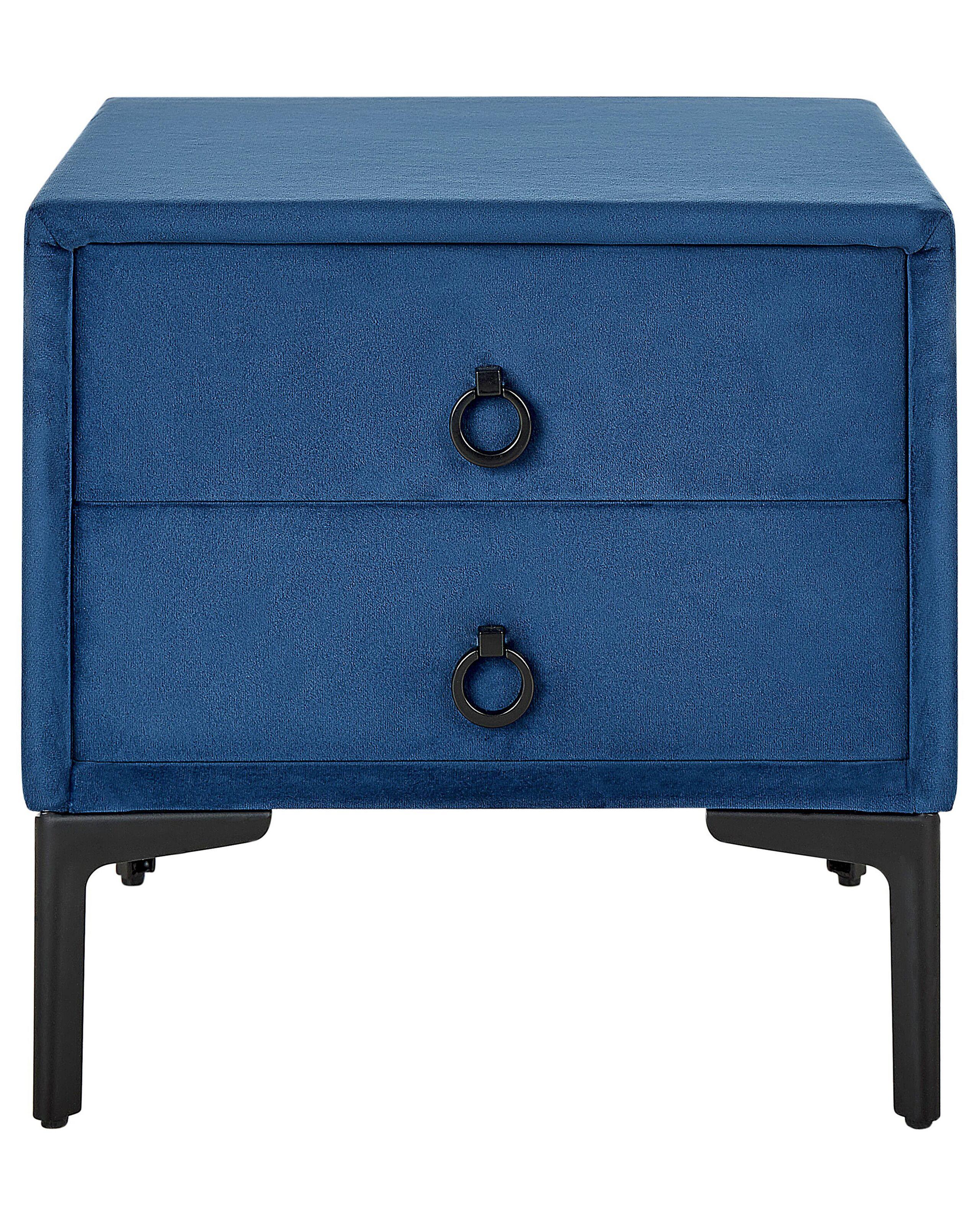 Beliani Comodino 2 cassetti en Velluto Glamour SEZANNE  