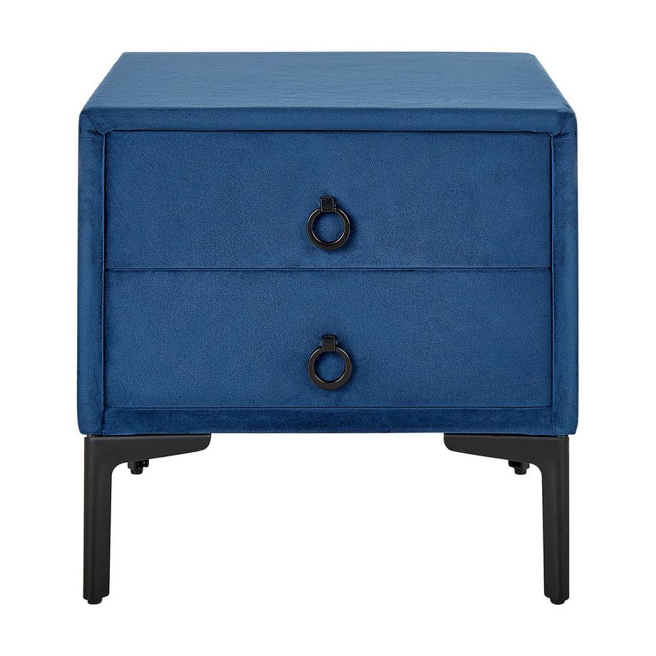 Beliani Table de nuit à 2 tiroirs en Velours Glamour SEZANNE  