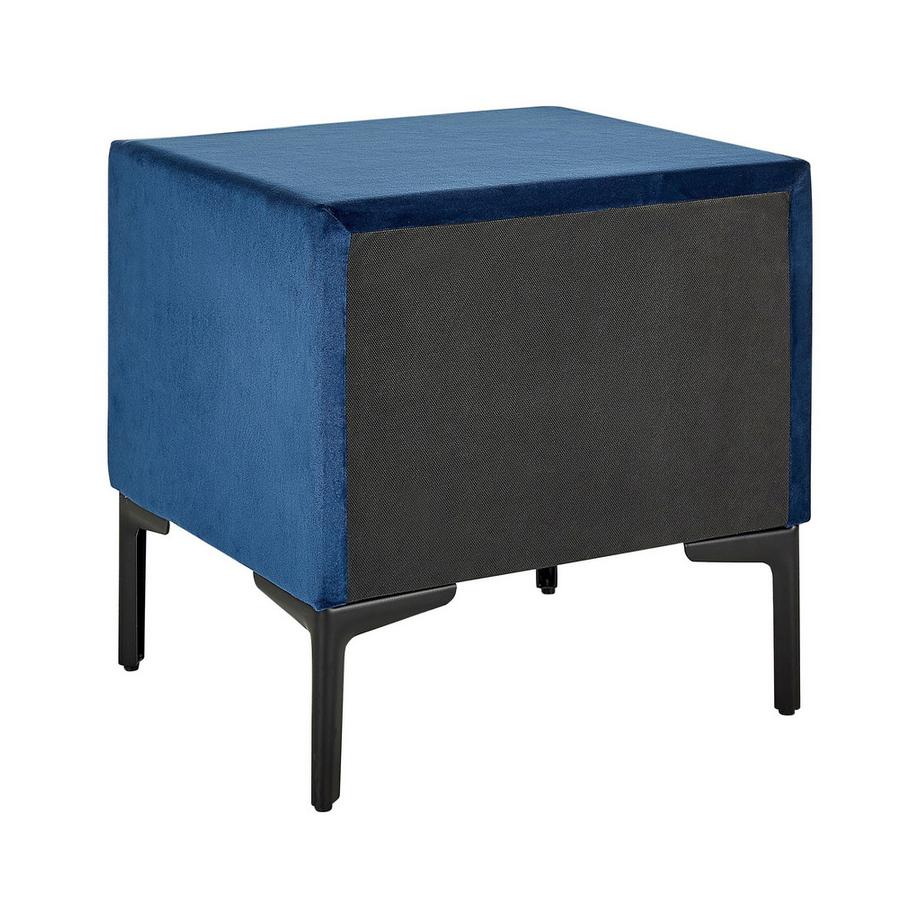 Beliani Table de nuit à 2 tiroirs en Velours Glamour SEZANNE  